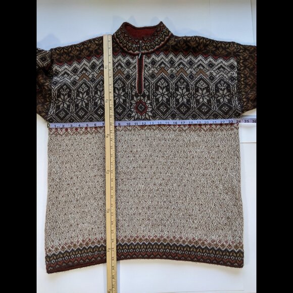 INTIWARA ¼ zip brown beige 100% alpaca pullover sweater Hand Made in Bolivia XL - Picture 11 of 11